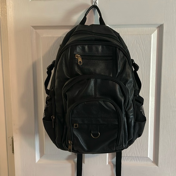 no name Handbags - No Name Huge black leather/linen adjustable strap tons of pockets lap top padded